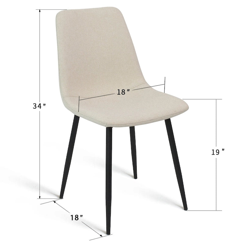 Chaises de salle à manger modernes rembourrées en tissu (lot de 4) - 34x18x18