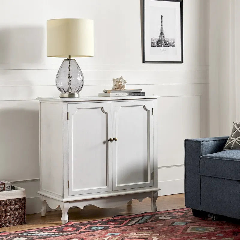 34-Inch Tall Double-Door Farmhouse-Style Decorative Cabinet