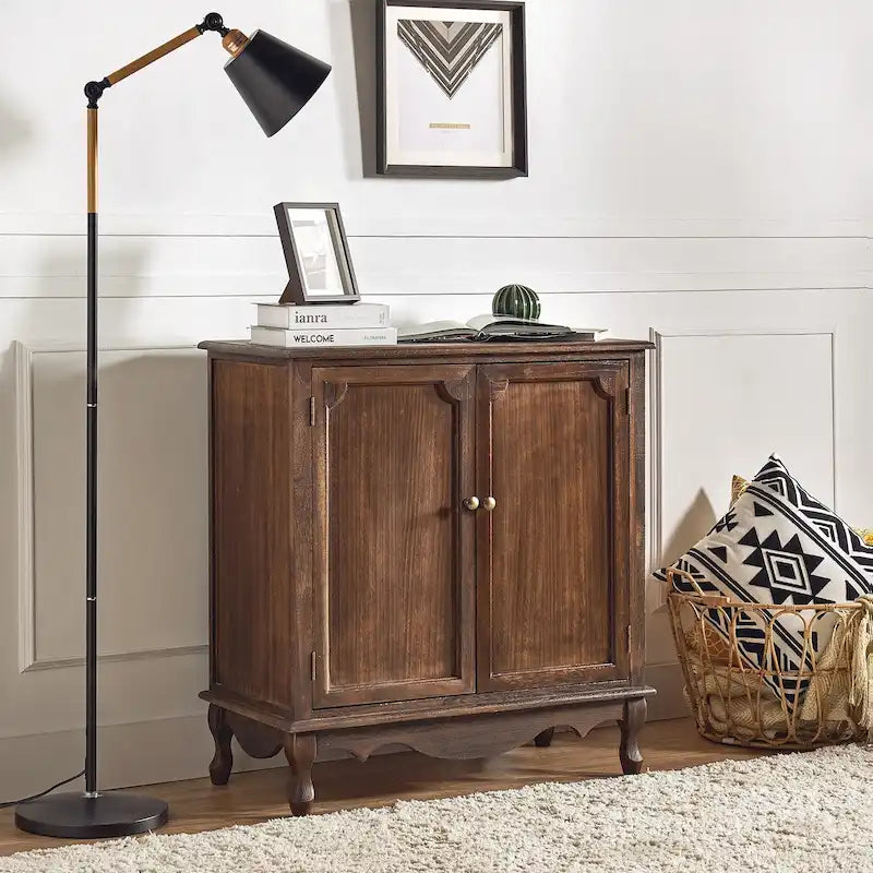 34-Inch Tall Double-Door Farmhouse-Style Decorative Cabinet