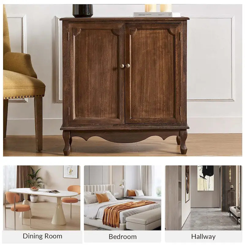 Meuble décoratif de style rustique à double porte de 86 cm de haut