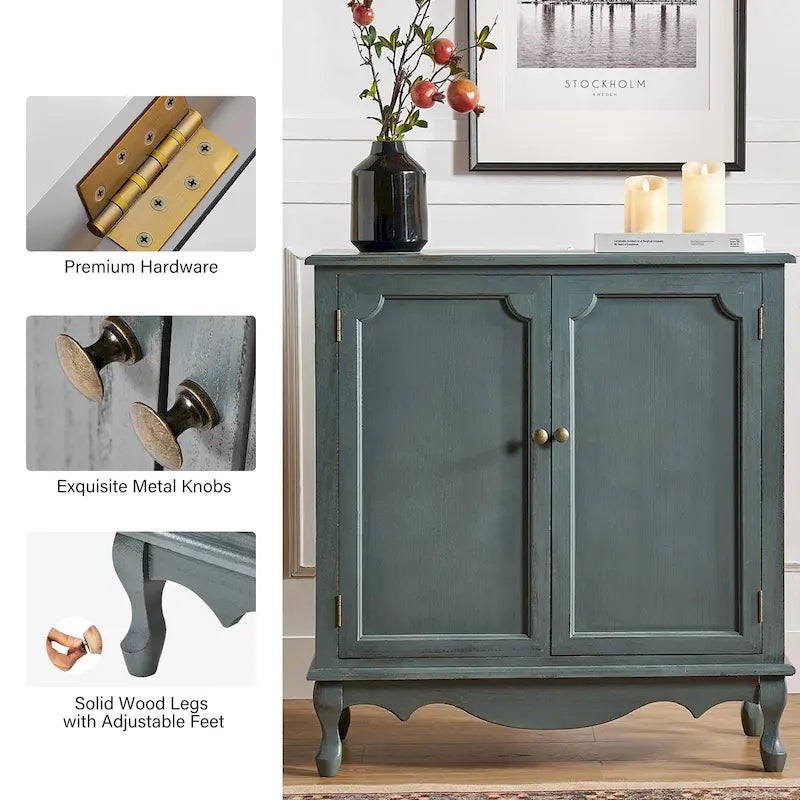 Meuble décoratif de style rustique à double porte de 86 cm de haut