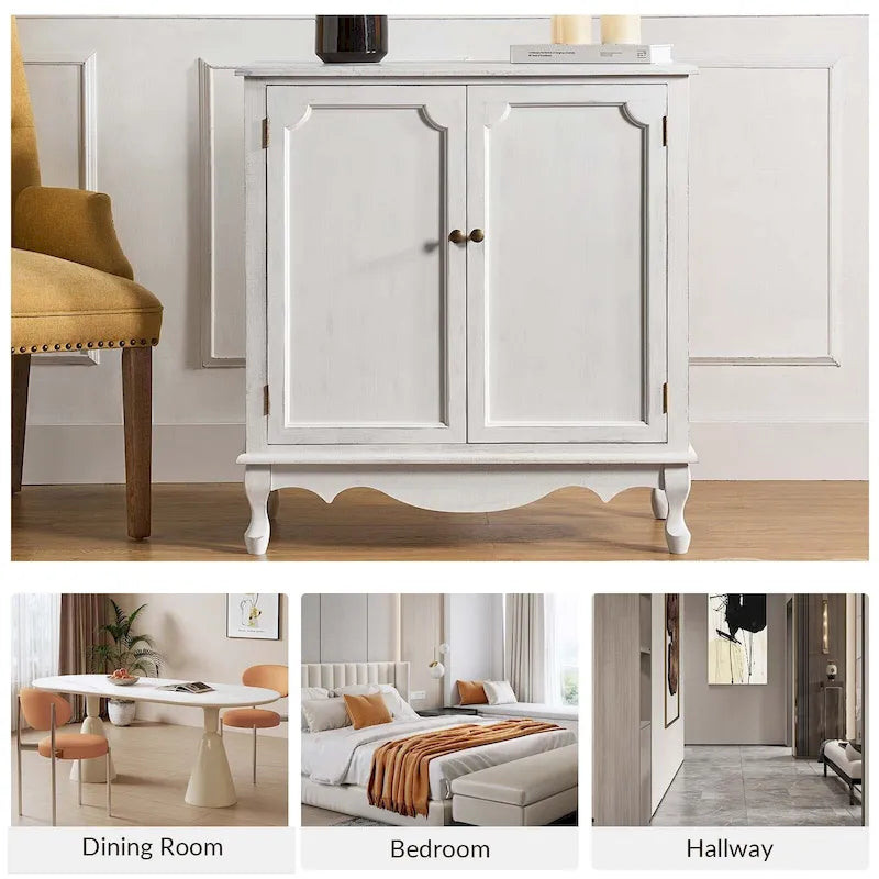 Meuble décoratif de style rustique à double porte de 86 cm de haut