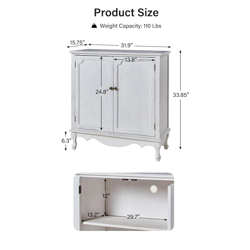 Meuble décoratif de style rustique à double porte de 86 cm de haut