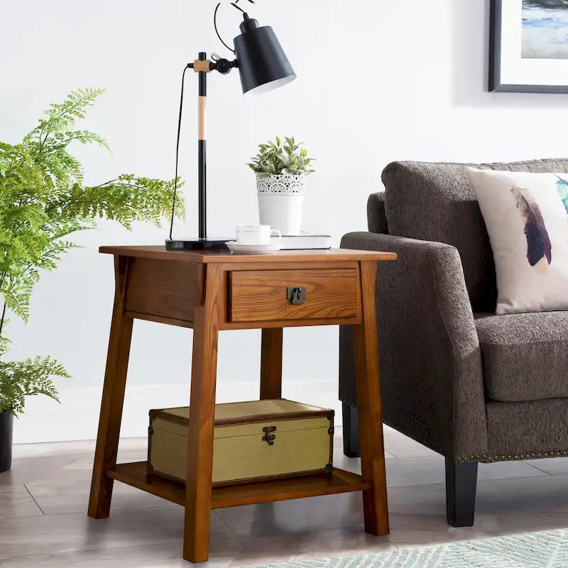 Solid Wood Mission End Table with Drawer