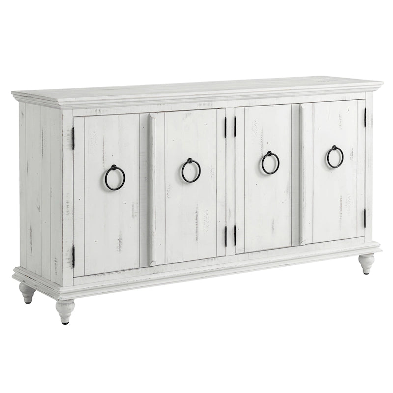 Meuble TV console en bois massif à 4 portes de 65 pouces - 35 pouces de haut x 65 pouces de large x 18 pouces de profondeur