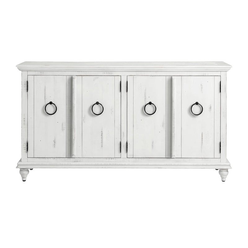 Meuble TV console en bois massif à 4 portes de 65 pouces - 35 pouces de haut x 65 pouces de large x 18 pouces de profondeur