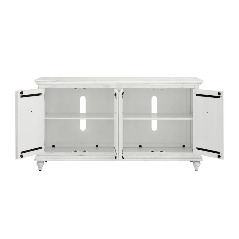 Meuble TV console en bois massif à 4 portes de 65 pouces - 35 pouces de haut x 65 pouces de large x 18 pouces de profondeur