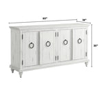 Meuble TV console en bois massif à 4 portes de 65 pouces - 35 pouces de haut x 65 pouces de large x 18 pouces de profondeur