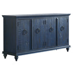 Meuble TV console en bois massif à 4 portes de 65 pouces - 35 pouces de haut x 65 pouces de large x 18 pouces de profondeur