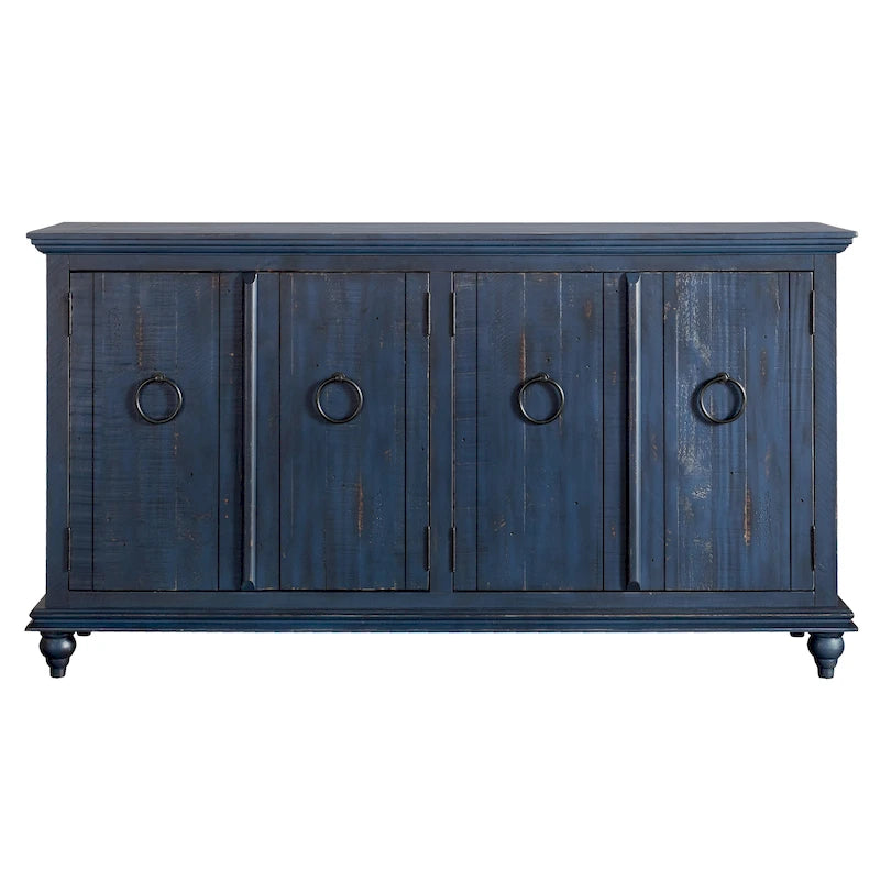 Meuble TV console en bois massif à 4 portes de 65 pouces - 35 pouces de haut x 65 pouces de large x 18 pouces de profondeur