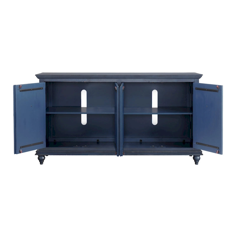 Meuble TV console en bois massif à 4 portes de 65 pouces - 35 pouces de haut x 65 pouces de large x 18 pouces de profondeur