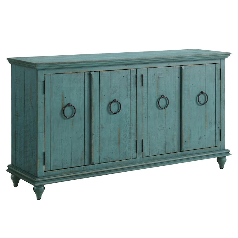Meuble TV console en bois massif à 4 portes de 65 pouces - 35 pouces de haut x 65 pouces de large x 18 pouces de profondeur