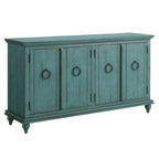Meuble TV console en bois massif à 4 portes de 65 pouces - 35 pouces de haut x 65 pouces de large x 18 pouces de profondeur