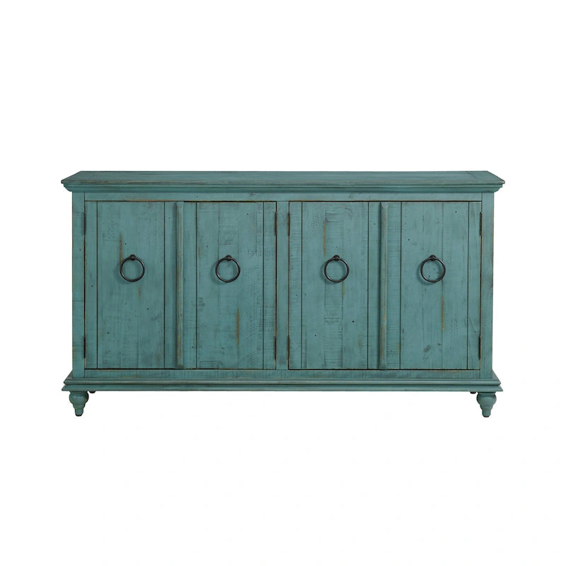 Meuble TV console en bois massif à 4 portes de 65 pouces - 35 pouces de haut x 65 pouces de large x 18 pouces de profondeur