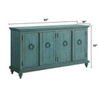 Meuble TV console en bois massif à 4 portes de 65 pouces - 35 pouces de haut x 65 pouces de large x 18 pouces de profondeur
