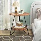 Table d'appoint ronde, table de canapé à 2 niveaux en bois pour salon et chambre à coucher