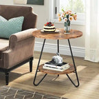 Table d'appoint ronde, table de canapé à 2 niveaux en bois pour salon et chambre à coucher