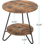 Table d'appoint ronde, table de canapé à 2 niveaux en bois pour salon et chambre à coucher