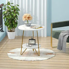 Table d'appoint ronde, table de canapé à 2 niveaux en bois pour salon et chambre à coucher