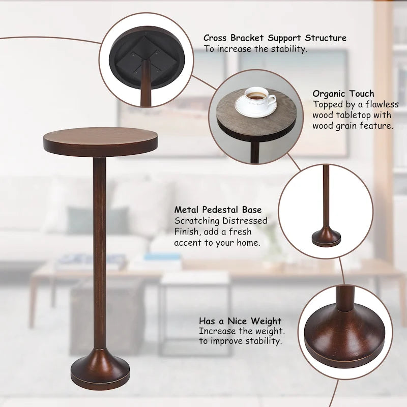 Petite table d'appoint piédestal, table d'appoint contemporaine