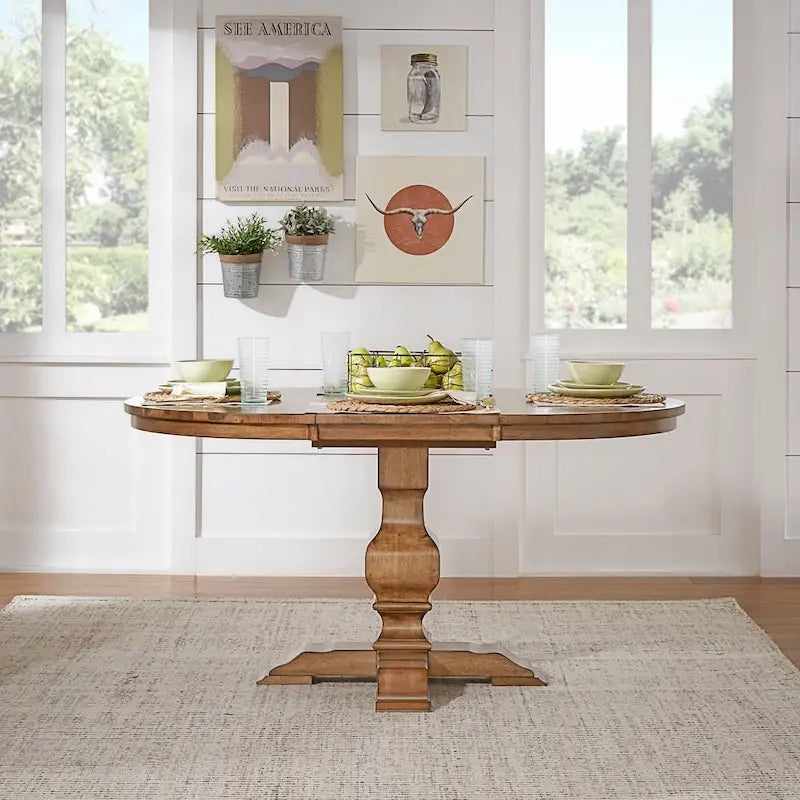 Two-Tone Oval Solid Wood Dining Table