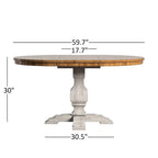 Table à manger ovale en bois massif bicolore