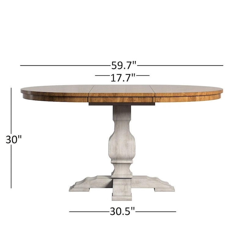 Table à manger ovale en bois massif bicolore