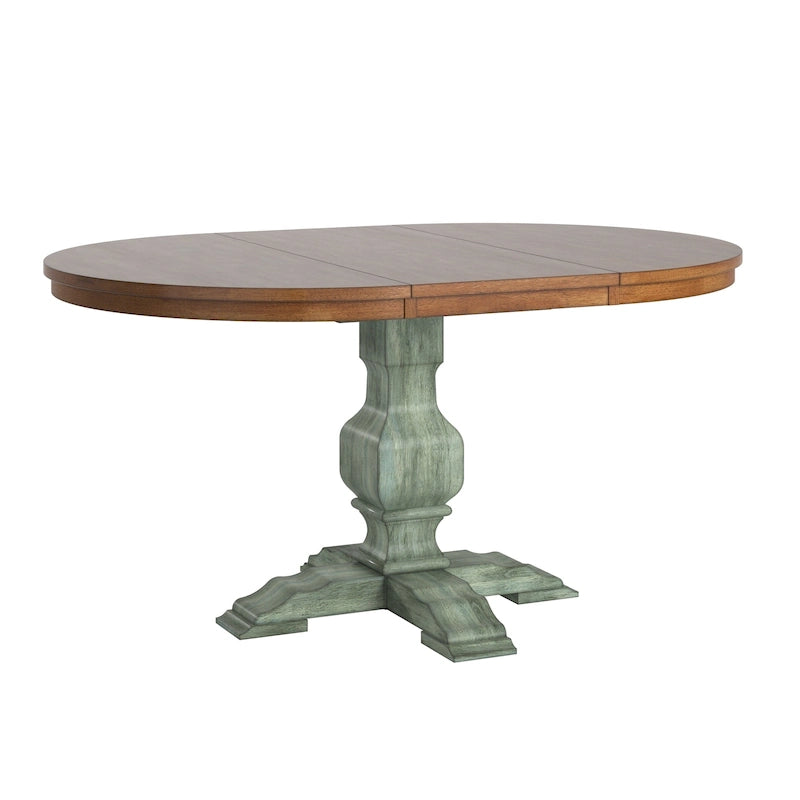 Table à manger ovale en bois massif bicolore