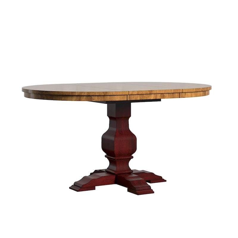 Table à manger ovale en bois massif bicolore