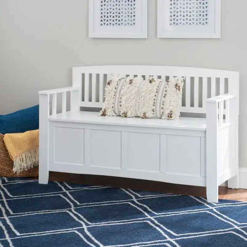 Flip Top Slat Back Storage Entryway Bench