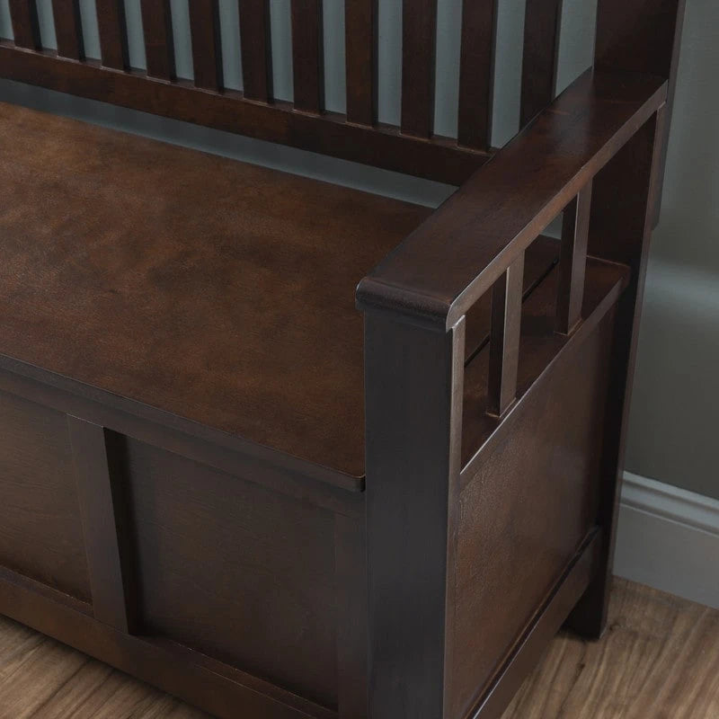 Flip Top Slat Back Storage Entryway Bench
