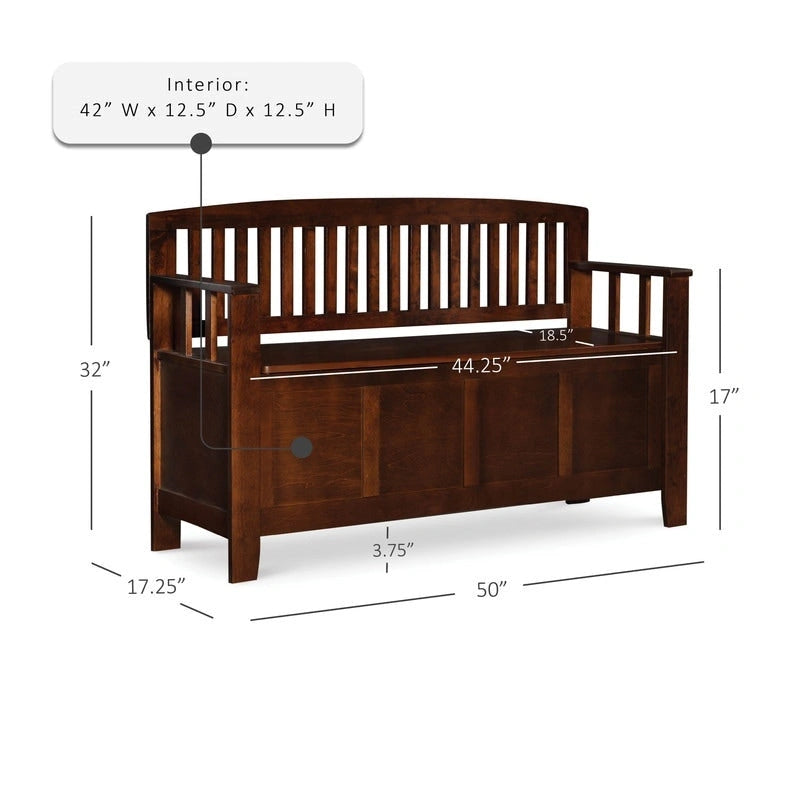 Flip Top Slat Back Storage Entryway Bench