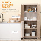 Garde-manger de cuisine autoportant à 4 portes de 183 cm, armoire de rangement avec 4 niveaux et étagères réglables, blanc