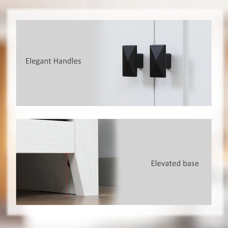 Garde-manger de cuisine autoportant à 4 portes de 183 cm, armoire de rangement avec 4 niveaux et étagères réglables, blanc