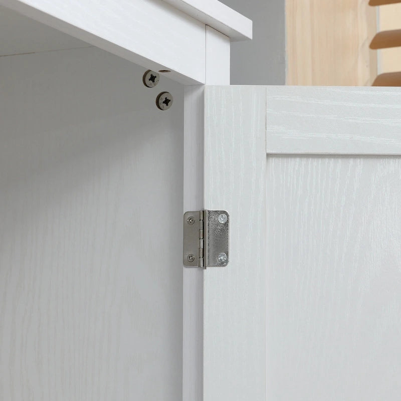 Garde-manger de cuisine autoportant à 4 portes de 183 cm, armoire de rangement avec 4 niveaux et étagères réglables, blanc