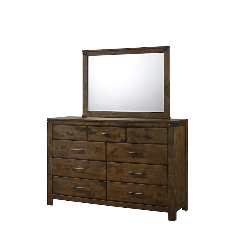 Ensemble de chambre à coucher 6 pièces avec panneaux rustiques bruns