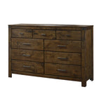 Ensemble de chambre à coucher 6 pièces avec panneaux rustiques bruns