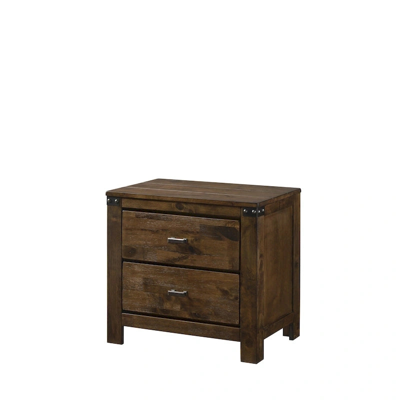 Ensemble de chambre à coucher 6 pièces avec panneaux rustiques bruns