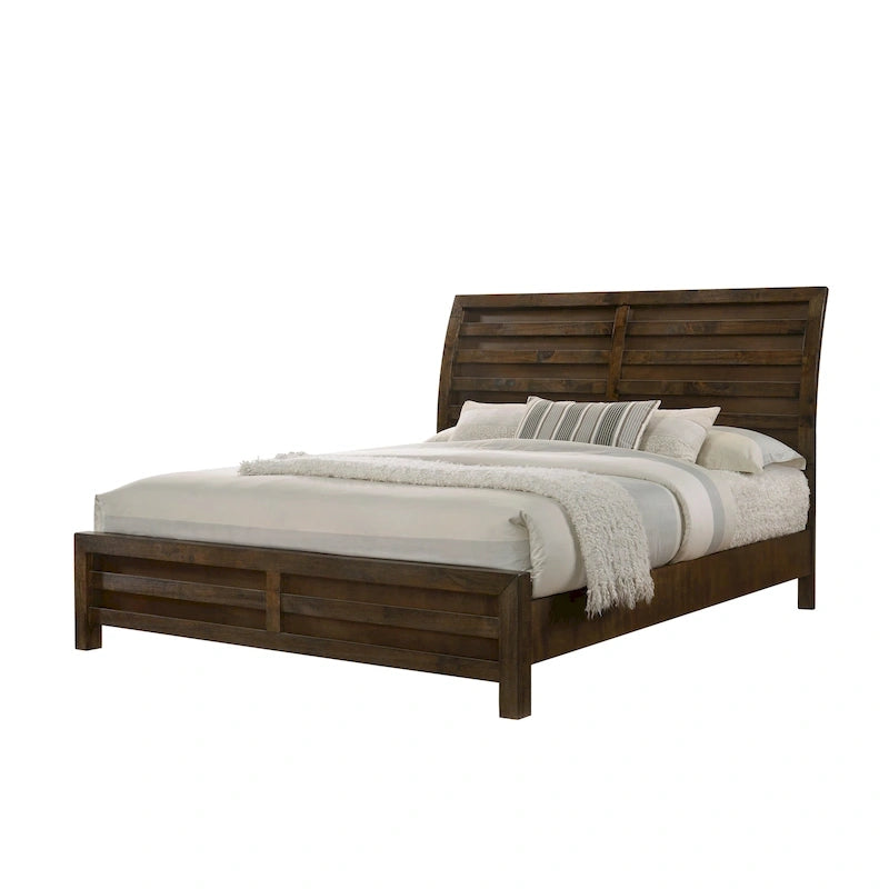 Ensemble de chambre à coucher 6 pièces avec panneaux rustiques bruns