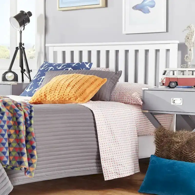 White Slatted Wooden Headboard