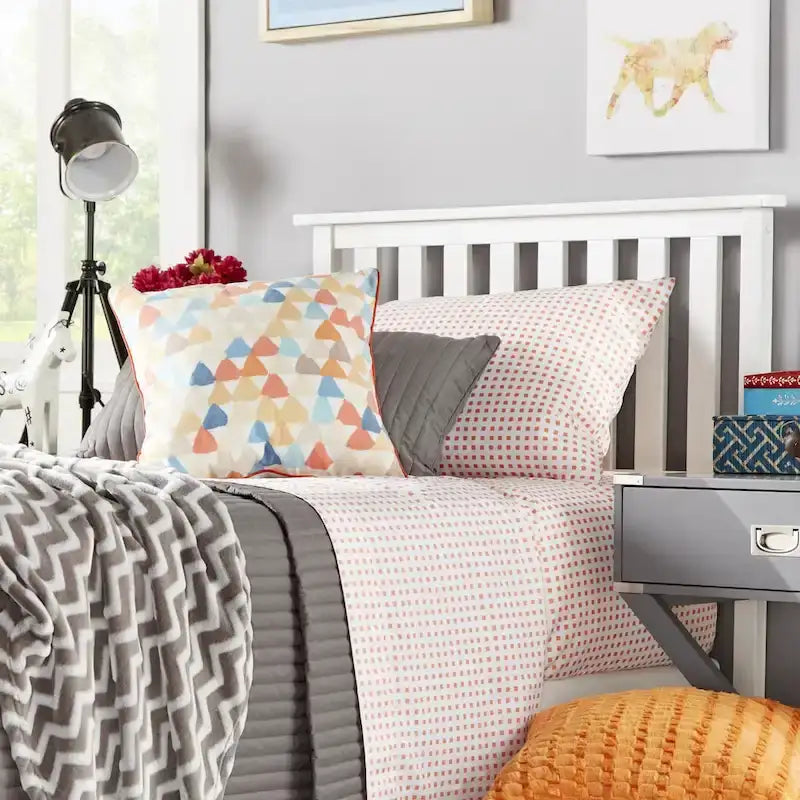 White Slatted Wooden Headboard