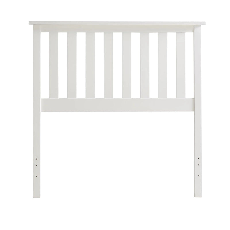 Tête de lit en bois à lattes blanches