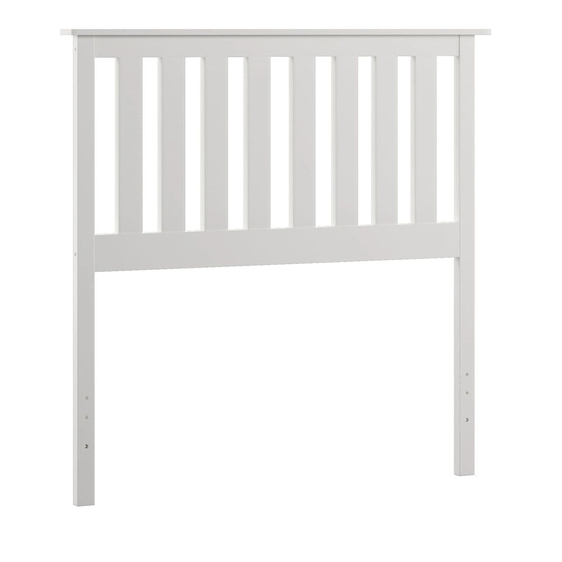 Tête de lit en bois à lattes blanches