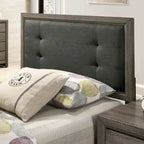 Lit panneau et gigogne 2 pièces capitonnés en bois gris Aury Transitional de Furniture of America