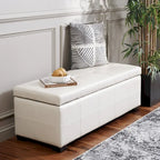 Banc de rangement capitonné en similicuir marron - 46,9 x 18,3 x 16,7 - 47Lx18Px17H