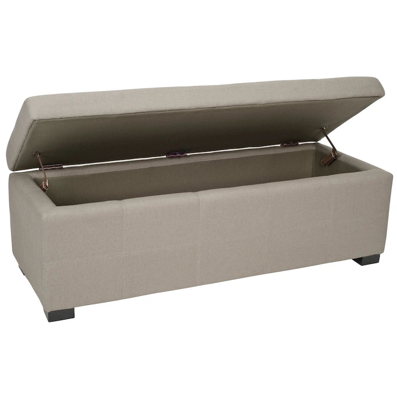 Tufted Brown Bicast-Leather Large Storage Bench - 46.9 x 18.3 x 16.7 - 47Wx18Dx17H