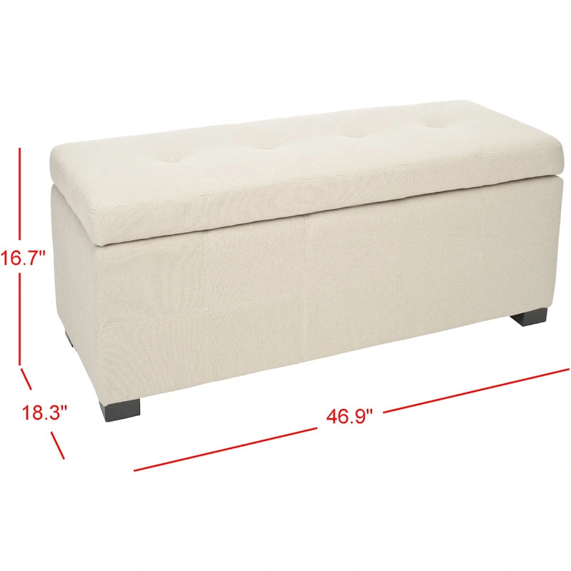 Banc de rangement capitonné en similicuir marron - 46,9 x 18,3 x 16,7 - 47Lx18Px17H