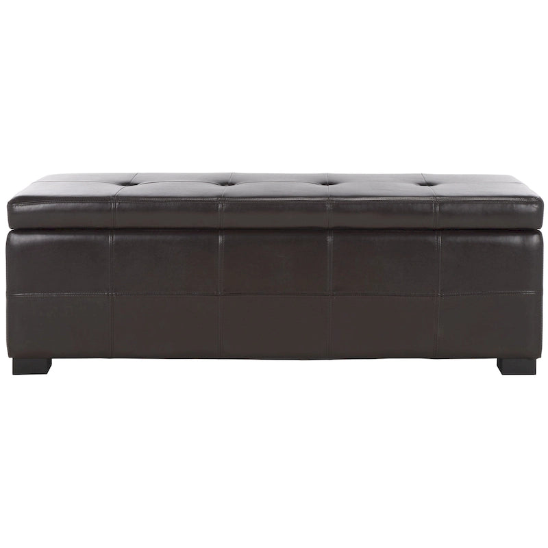Banc de rangement capitonné en similicuir marron - 46,9 x 18,3 x 16,7 - 47Lx18Px17H