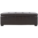 Banc de rangement capitonné en similicuir marron - 46,9 x 18,3 x 16,7 - 47Lx18Px17H