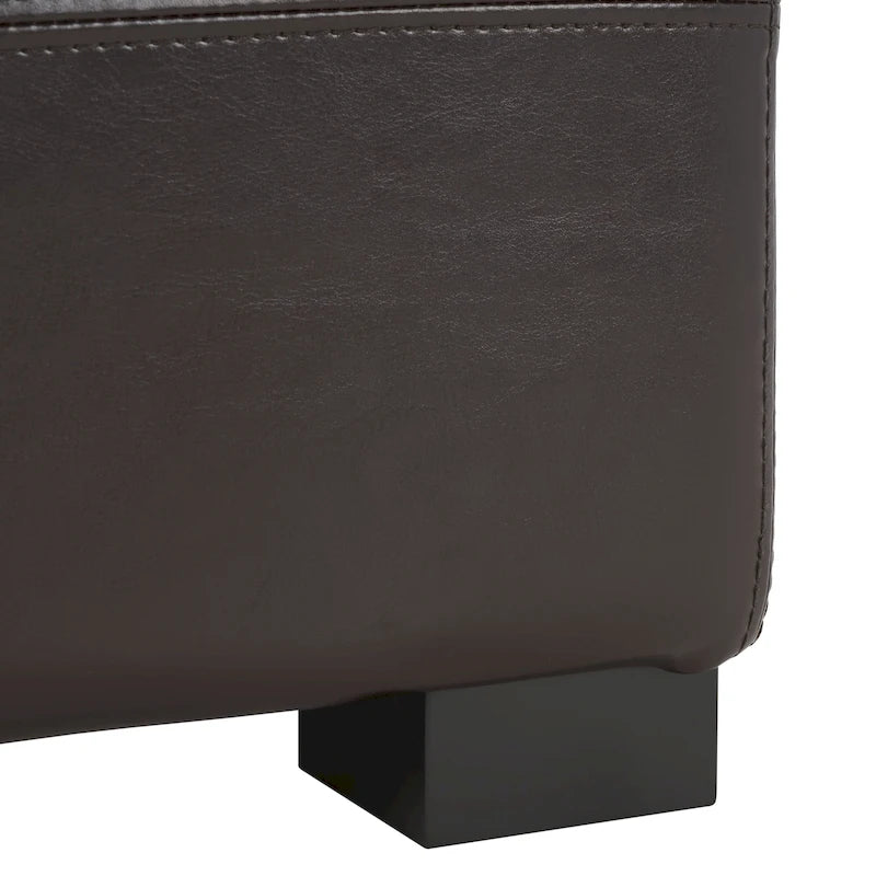 Banc de rangement capitonné en similicuir marron - 46,9 x 18,3 x 16,7 - 47Lx18Px17H